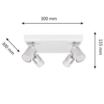Foco LED TUBSSON 4xGU10/4,8W/230V blanco/cromo brillante