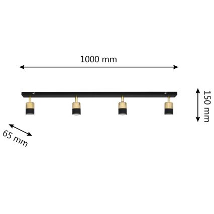 Foco LED TUBSSON 4xGU10/4,8W/230V negro/dorado