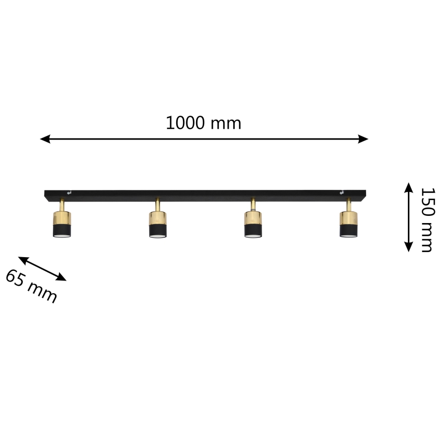 Foco LED TUBSSON 4xGU10/4,8W/230V negro/dorado