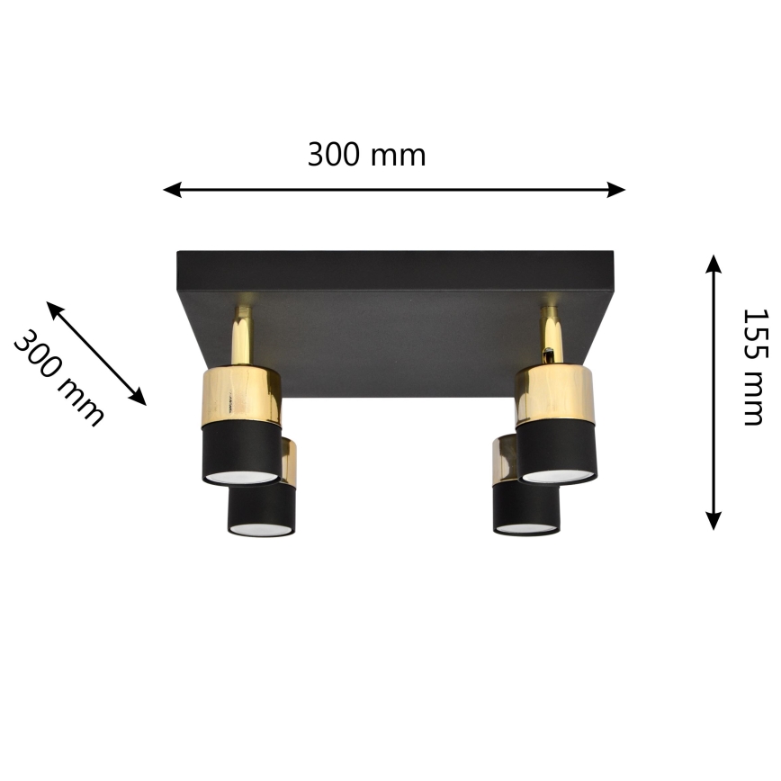 Foco LED TUBSSON 4xGU10/4,8W/230V negro/dorado