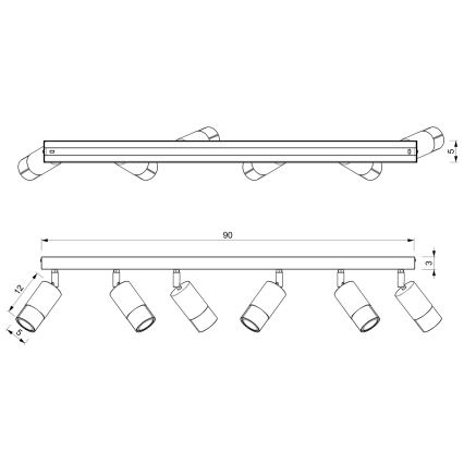 Foco LINK 6xGU10/8W/230V negro/latón