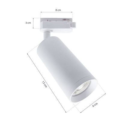 Foco MICA para sistema de rieles 1xGU10/25W/230V monofásico blanco
