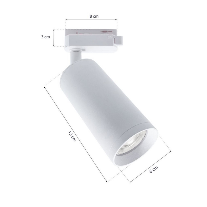 Foco MICA para sistema de rieles 1xGU10/25W/230V monofásico blanco