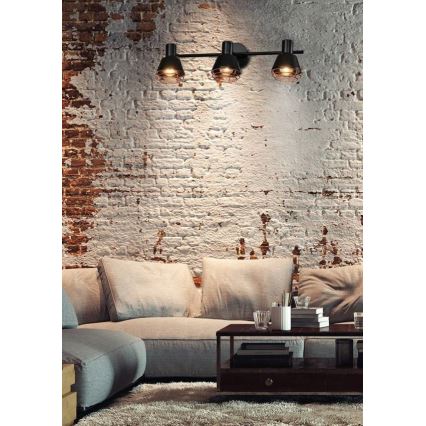 Foco NERIA 3xE14/40W/230V negro/cobre