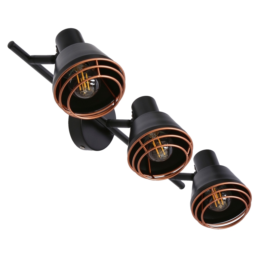 Foco NERIA 3xE14/40W/230V negro/cobre