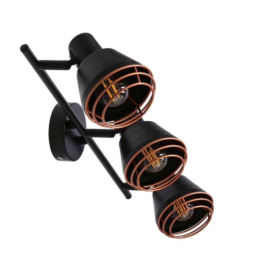 Foco NERIA 3xE14/40W/230V negro/cobre