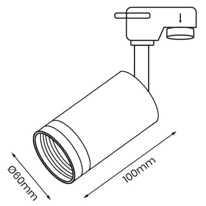 Foco para el sistema de rieles PIPE 1xGU10/25W/230V negro