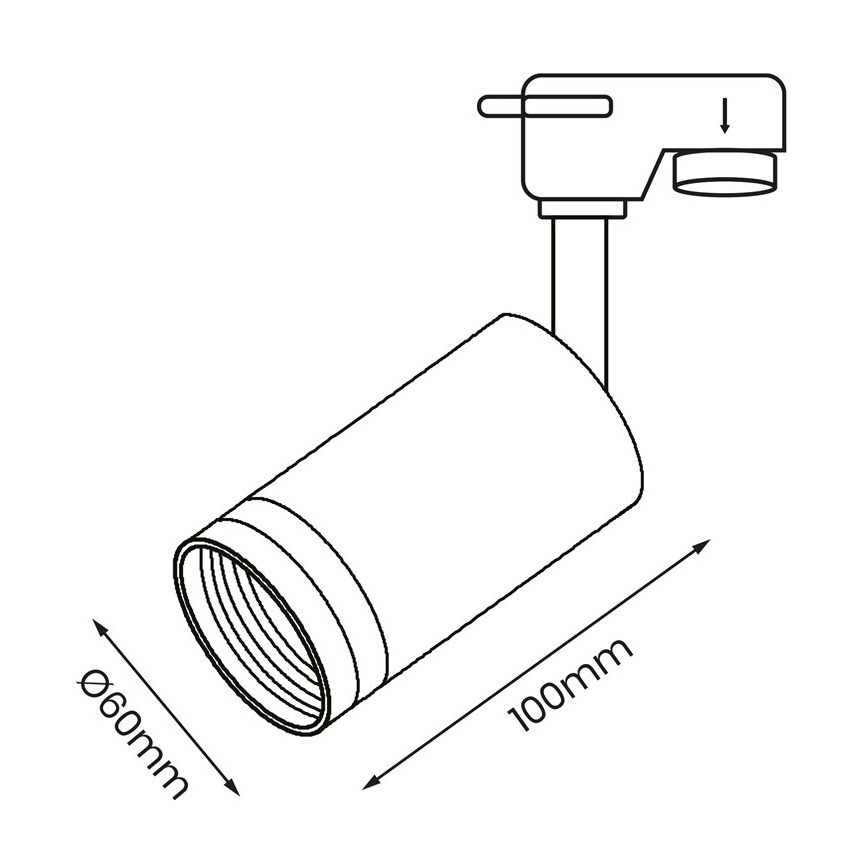 Foco para el sistema de rieles PIPE 1xGU10/25W/230V negro