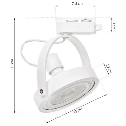 Foco para sistema de riel LUGAR 1xAR111 - GU10/25W/230V