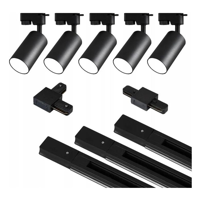 Foco para sistema de rieles 5xGU10/25W/230V negro