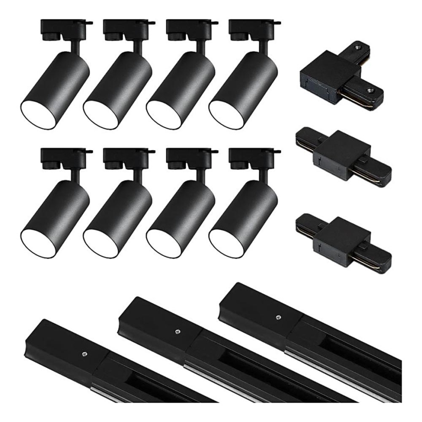 Foco para sistema de rieles 8xGU10/25W/230V negro