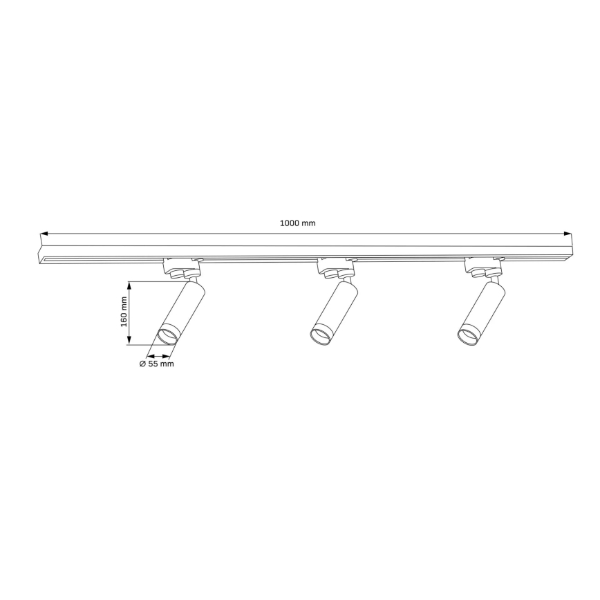 Foco para sistema de rieles FADO 3xGU10/10W/230V + 1 m Sistema de rieles blanco