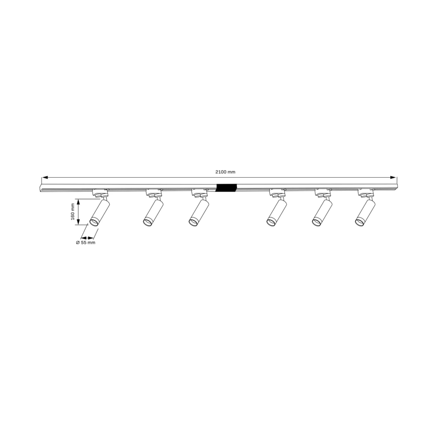 Foco para sistema de rieles FADO 6xGU10/10W/230V + 2x1 m Sistema de rieles blanco