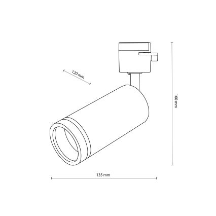 Foco para sistema de raíles monofásico JET RING 1xGU10/10W/230V negro