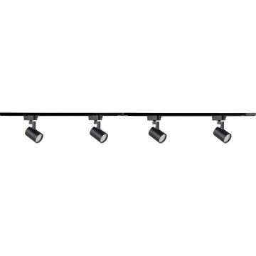 Foco para sistema de rieles LYNX 4xGU10/10W/230V + 2 x 75 cm Sistema de rieles negro