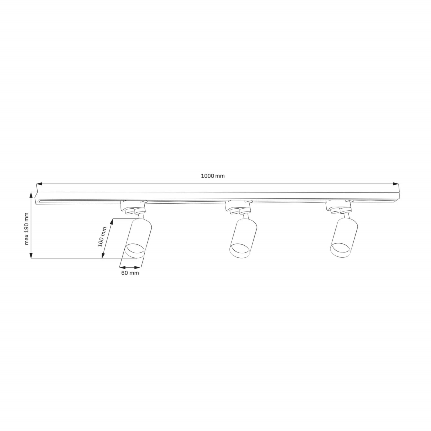 Foco para sistema de rieles MARIBEL 3xGU10/10W/230V +1 m Sistema de rieles dorado