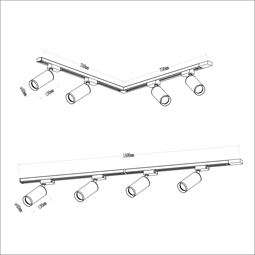 Foco para sistema de rieles MICA 4xGU10/10W/230V blanco