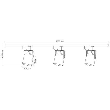 Foco para sistema de rieles MINOR 3xGU10/10W/230V + 1 m sistema de rieles blanco