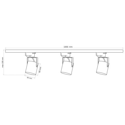 Foco para sistema de rieles MINOR 3xGU10/10W/230V + 1 m sistema de rieles blanco