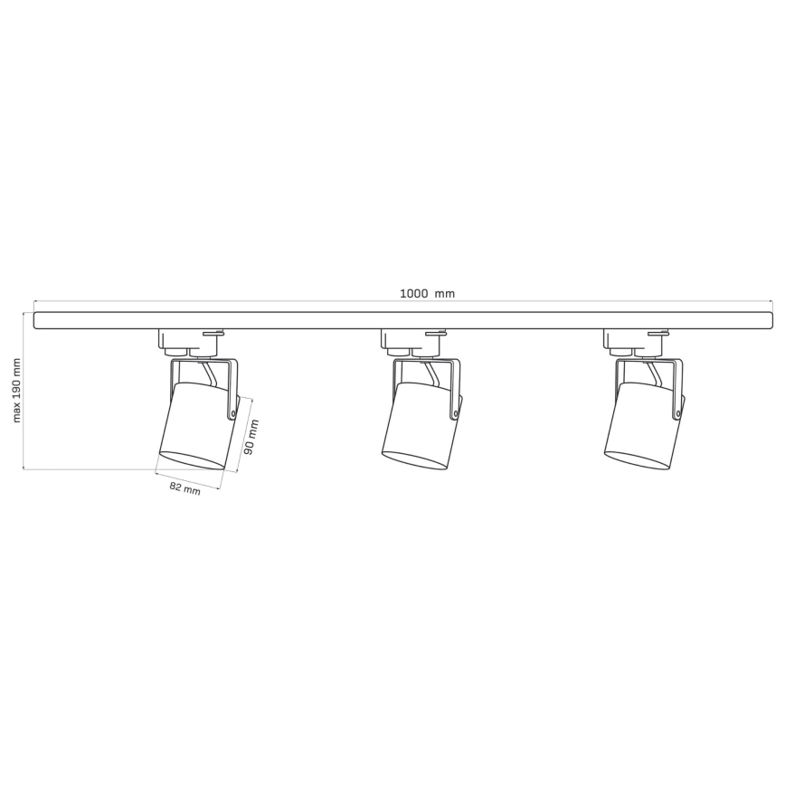 Foco para sistema de rieles MINOR 3xGU10/10W/230V + 1 m sistema de rieles blanco