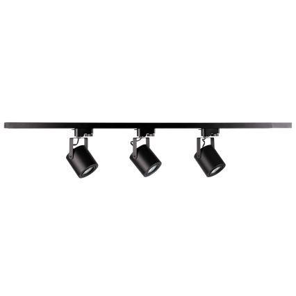 Foco para sistema de rieles MINOR 3xGU10/10W/230V + 1 m sistema de rieles negro