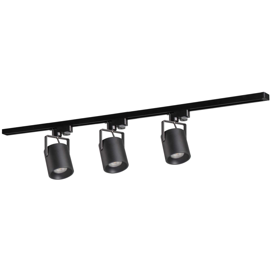 Foco para sistema de rieles MINOR 3xGU10/10W/230V + 1 m sistema de rieles negro