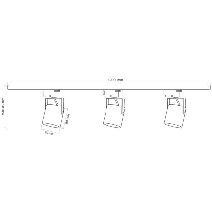 Foco para sistema de rieles MINOR 3xGU10/10W/230V + 1 m sistema de rieles negro