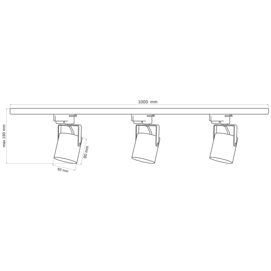 Foco para sistema de rieles MINOR 3xGU10/10W/230V + 1 m sistema de rieles negro