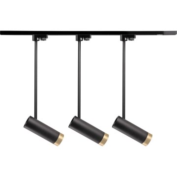 Foco para sistema de rieles PORTO 3xGU10/10W/230V + 1 m Sistema de rieles negro