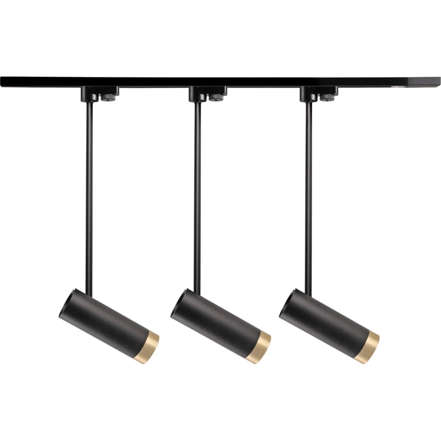 Foco para sistema de rieles PORTO 3xGU10/10W/230V + 1 m Sistema de rieles negro