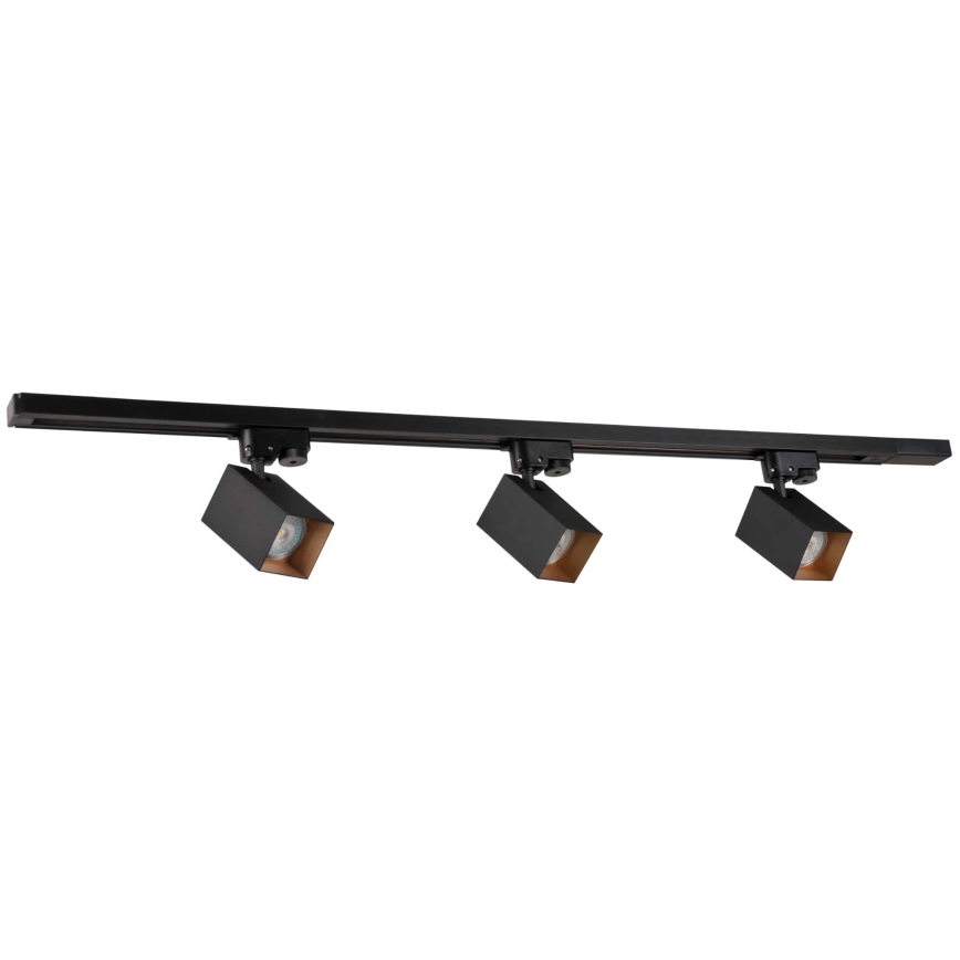 Foco para sistema de rieles SQUARE 3xGU10/10W/230V + 1 m sistema de rieles negro