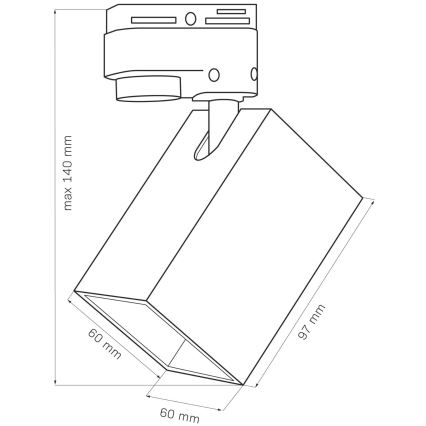 Foco para sistema de rieles SQUARE 3xGU10/10W/230V + 1 m sistema de rieles negro