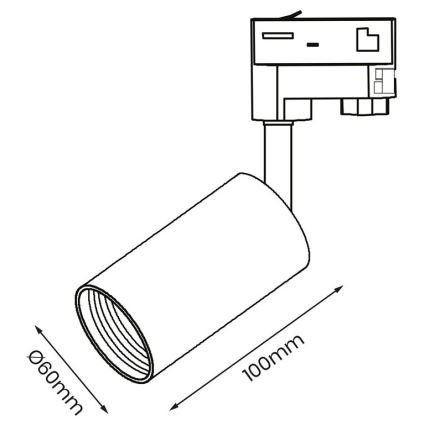 Foco para sistema de rieles trifásico PIPE 1xGU10/25W/230V blanco