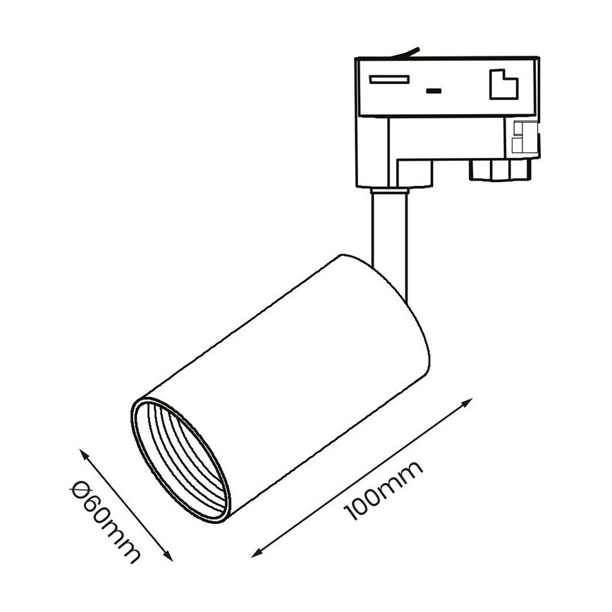 Foco para sistema de rieles trifásico PIPE 1xGU10/25W/230V blanco