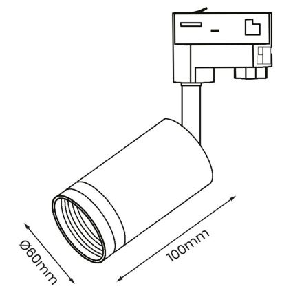 Foco para sistema de rieles trifásico PIPE 1xGU10/25W/230V negro