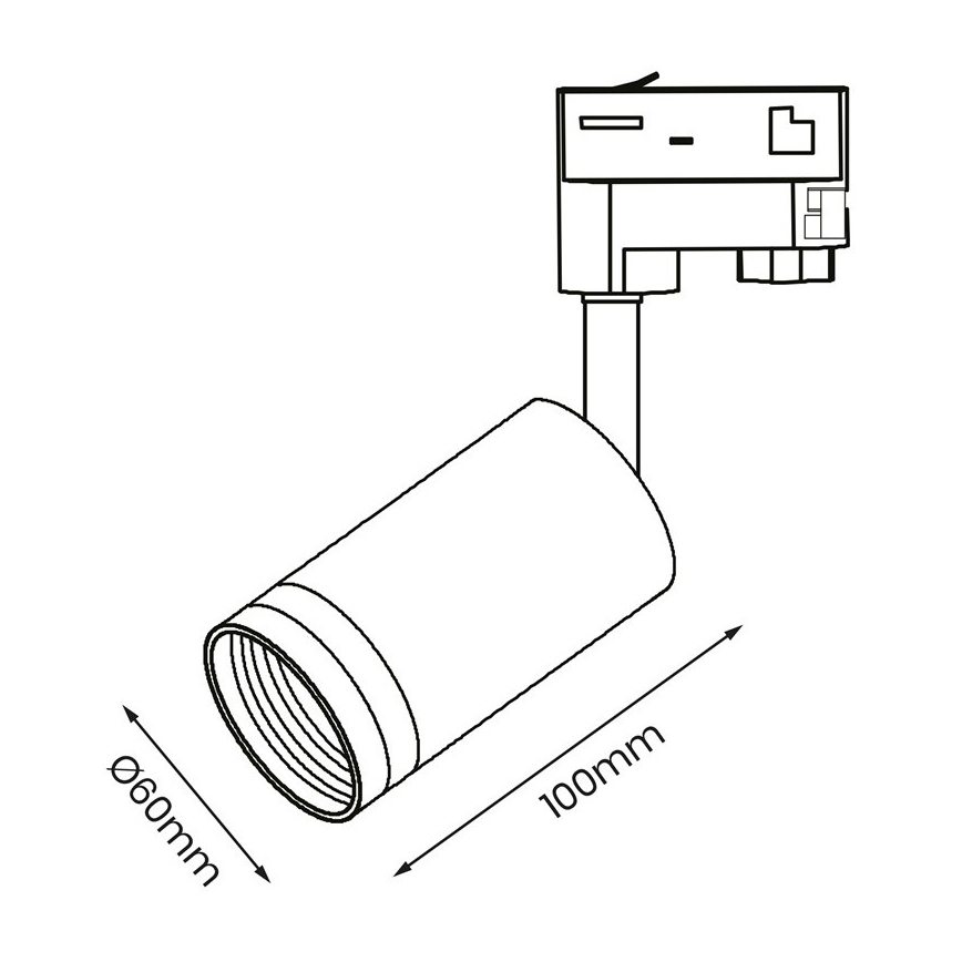 Foco para sistema de rieles trifásico PIPE 1xGU10/25W/230V negro