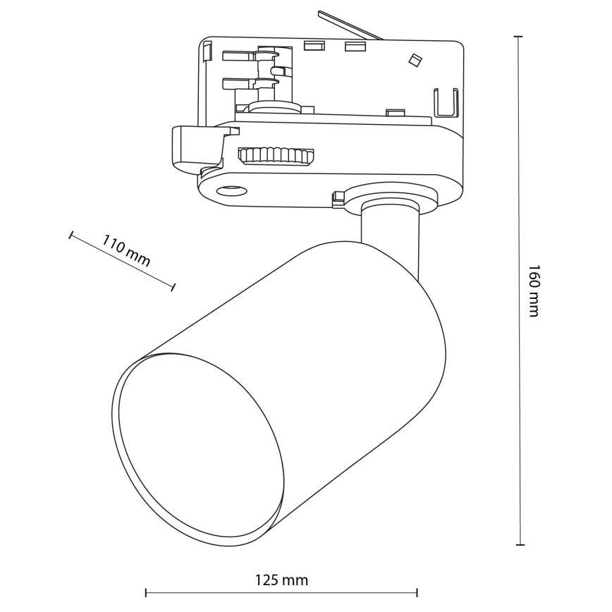 Foco para sistema de rieles trifásico TOP 1xGU10/10W/230V negro