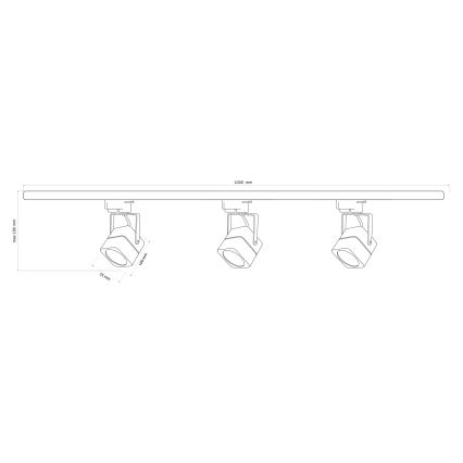 Foco para sistema de rieles VIENNA 3xGU10/10W/230V negro