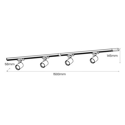 Foco para sistema de rieles VOLF 4xGU10/10W/230V blanco