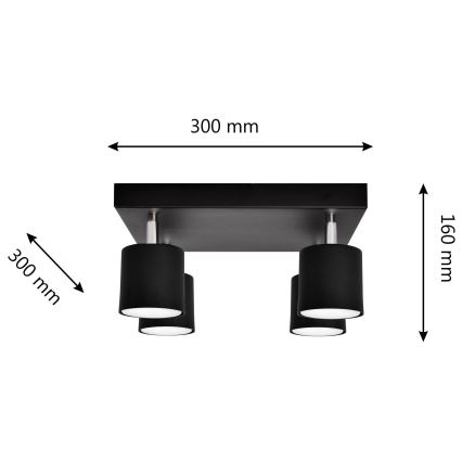 Foco PUNTA 4xGX53/10W/230V negro