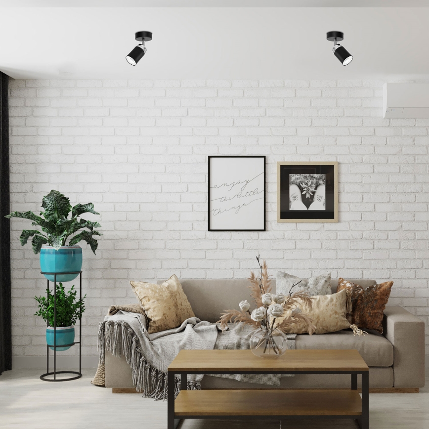 Foco RENO 1xGU10/8W/230V negro/cromo brillante
