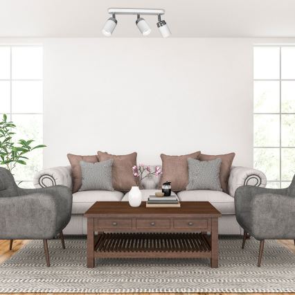 Foco RENO 3xGU10/8W/230V blanco/cromo brillante