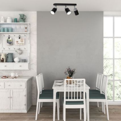 Foco RENO 3xGU10/8W/230V negro/cromo brillante