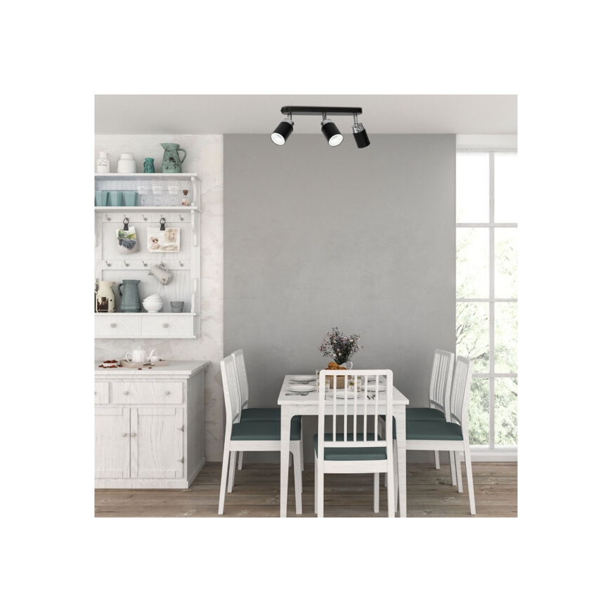 Foco RENO 3xGU10/8W/230V negro/cromo brillante