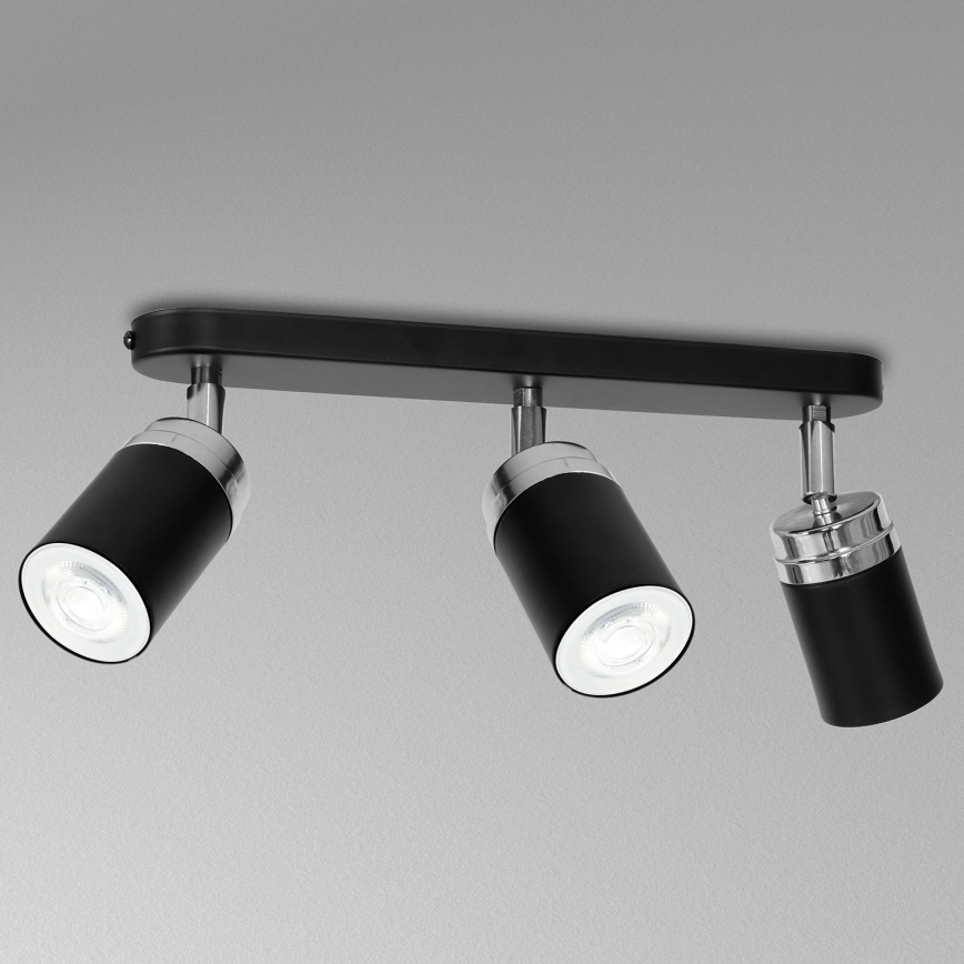 Foco RENO 3xGU10/8W/230V negro/cromo brillante