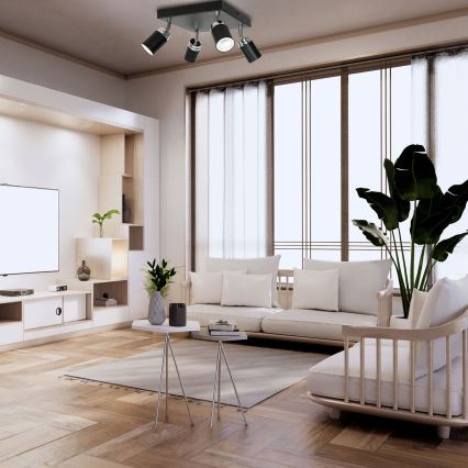 Foco RENO 4xGU10/8W/230V negro/cromo brillante