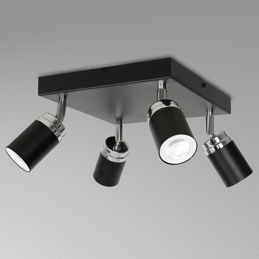 Foco RENO 4xGU10/8W/230V negro/cromo brillante