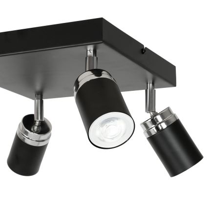 Foco RENO 4xGU10/8W/230V negro/cromo brillante