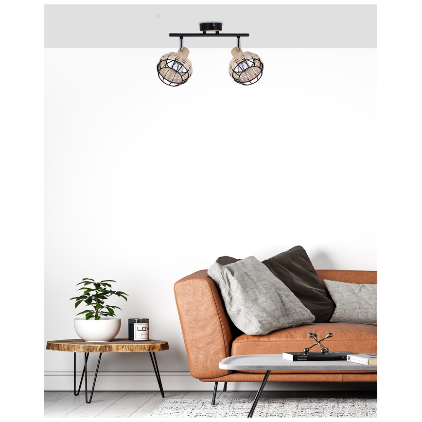 Foco TAJGA 2xE14/40W/230V ratán/negro