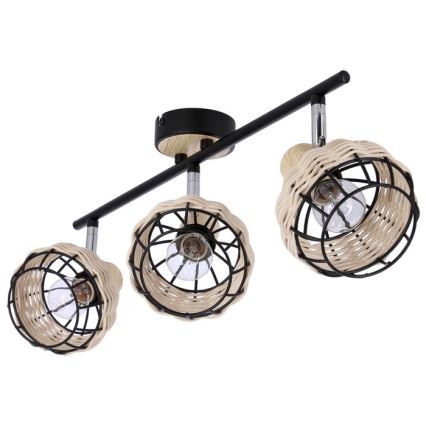 Foco TAJGA 3xE14/40W/230V ratán/negro